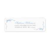 Blue Coquette Bow Return Address ラベル (正面)