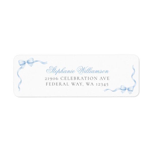 Blue Coquette Bow Return Address ラベル (正面)