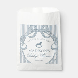 Blue Coquette Bow Rocking Hors Baby Shower Dessert フェイバーバッグ