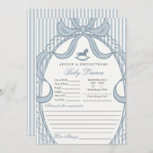 Blue Coquette Bow Rocking Horse Baby Advice Card 招待状 (正面/裏面)