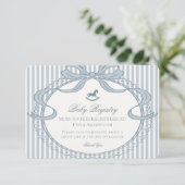 Blue Coquette Bow Rocking Horse Baby Registry エンクロージャーカード (スタンド正面)