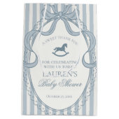 Blue Coquette Bow Rocking Horse Baby Shower Favors ミディアムペーパーバッグ (裏面)