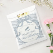 Blue Coquette Bow Rocking Horse Birthday Dessert フェイバーバッグ (封をした状態)