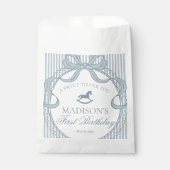 Blue Coquette Bow Rocking Horse Birthday Dessert フェイバーバッグ (正面)