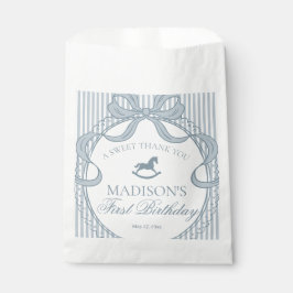 Blue Coquette Bow Rocking Horse Birthday Dessert フェイバーバッグ