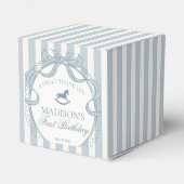 Blue Coquette Bow Rocking Horse Birthday Party フェイバーボックス (裏面サイド)