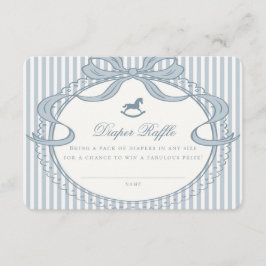 Blue Coquette Bow Rocking Horse Diaper Raffle Card エンクロージャーカード