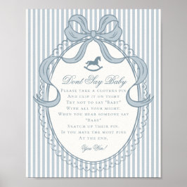 Blue Coquette Bow Rocking Horse Dont Say Baby ポスター