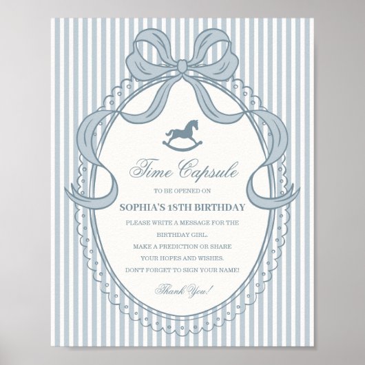 Blue Coquette Bow Rocking Horse Time Capsule ポスター (正面)