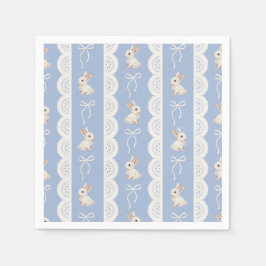 Blue Coquette Bow Watercolor Bunny Paper Napkin スタンダードカクテルナプキン