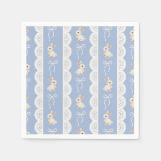 Blue Coquette Bow Watercolor Bunny Paper Napkin スタンダードカクテルナプキン
