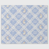 Blue Coquette Bunny Lace Pattern Wrapping Paper ラッピングペーパー (フラット)