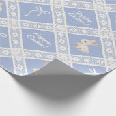 Blue Coquette Bunny Lace Pattern Wrapping Paper ラッピングペーパー (角)