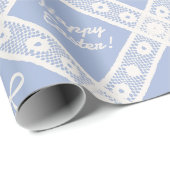 Blue Coquette Bunny Lace Pattern Wrapping Paper ラッピングペーパー (ロールコーナー)