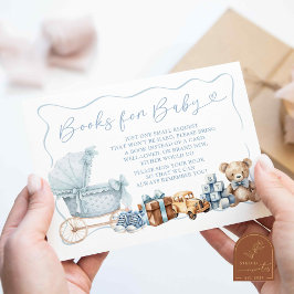 Blue Coquette Carriage Baby Shower Books for Baby エンクロージャーカード