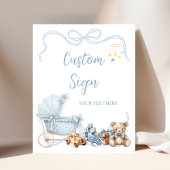 Blue Coquette Carriage Baby Shower Custom Sign ポスター