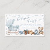 Blue Coquette Carriage Baby Shower Diaper Raffle エンクロージャーカード (正面)