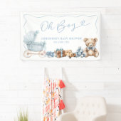 Blue Coquette Carriage Baby Shower Large Banner 横断幕 (インサイチュ)