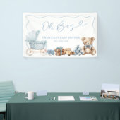 Blue Coquette Carriage Baby Shower Large Banner 横断幕 (トレードショー)