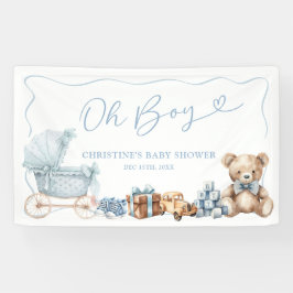 Blue Coquette Carriage Baby Shower Large Banner 横断幕