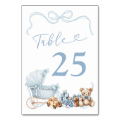 Blue Coquette Carriage Baby Shower Table Number テーブルナンバー (正面)