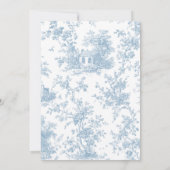 Blue Coquette Chinoiserie Toile Girl Baby Sprinkle 招待状 (裏面)