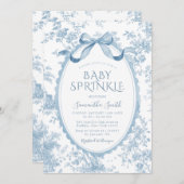Blue Coquette Chinoiserie Toile Girl Baby Sprinkle 招待状 (正面/裏面)