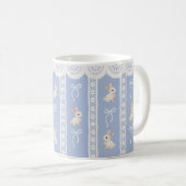 Blue Coquette Lace Watercolor Bunny Easter Mug コーヒーマグカップ (正面右)