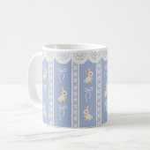 Blue Coquette Lace Watercolor Bunny Easter Mug コーヒーマグカップ (正面左)