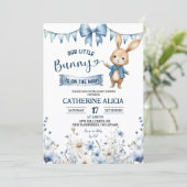 Blue Coquette Little Bunny Baby Shower 招待状 (スタンド正面)