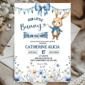 Blue Coquette Little Bunny Baby Shower 招待状