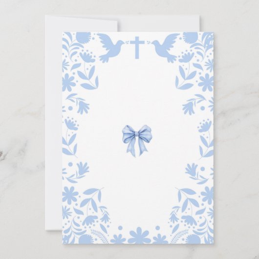 Blue Coquette Mexican Talavera Baptism 招待状 (裏面)