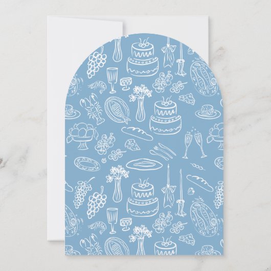Blue coquette modern hand drawn baby shower 招待状 (裏面)