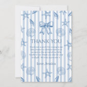 Blue Coquette Seashells Baby Shower Thank You Card サンキューカード (正面)