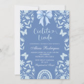 Blue Coquette Talavera Cielito Lindo Baby Shower 招待状 (正面)