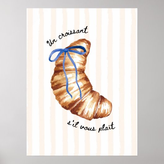 Blue Coquette Un Croissant S'il Vous Plaît Poster ポスター (正面)