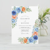 Blue Coral Botanical Romance Wedding 招待状 (スタンド正面)