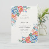 Blue Coral Floral Whimsy Wedding 招待状 (スタンド正面)
