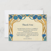 Blue Cornflower Art Nouveau Sweet Sixteen サンキューカード (正面)