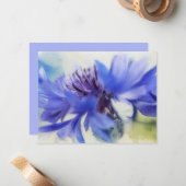 Blue Cornflower Bachelors Button Note Card Set ノートカード (正面/裏面インサイチュ)