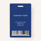 Blue Corporate Employee Logo Barcode ID badge バッジ (裏面)