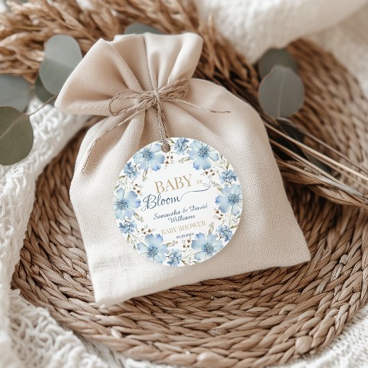 Blue Cosmos Floral Baby in Bloom Baby Shower Gift  フェイバータグ