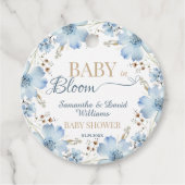 Blue Cosmos Floral Baby in Bloom Baby Shower Gift  フェイバータグ (正面)