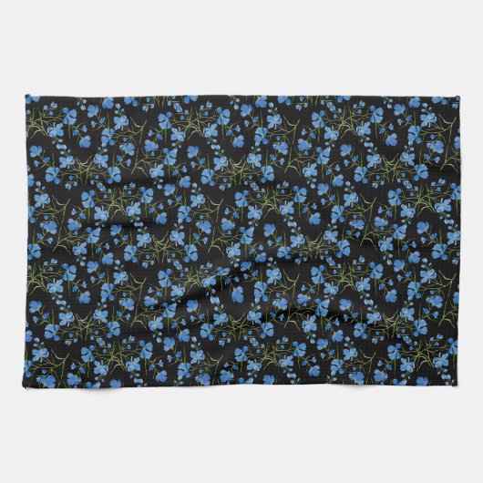 Blue Cosmos Flowers キッチンタオル (横)