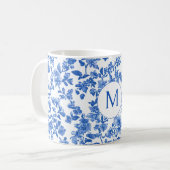 Blue Country Floral Monogram  コーヒーマグカップ (正面左)