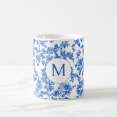 Blue Country Floral Monogram  コーヒーマグカップ (中央)