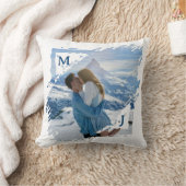 Blue Couple Photo Keepsake First Christmas Engaged クッション (ブランケット)