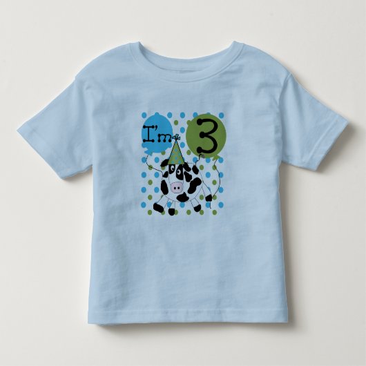 Blue Cow 3rd誕生日Tシャツとギフト トドラーTシャツ (正面)