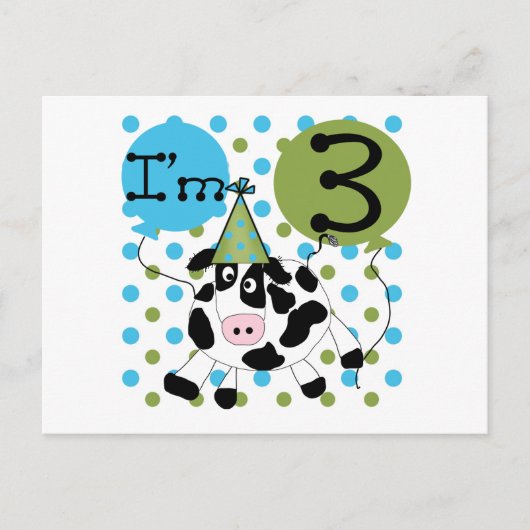 Blue Cow 3rd誕生日Tシャツとギフト ポストカード (正面)