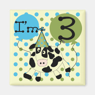 Blue Cow 3rd誕生日Tシャツとギフト マグネット